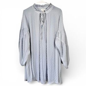 Umgee Cottage Prairie Dress Puff Sleeve Pale Light Blue Women’s Size Large
